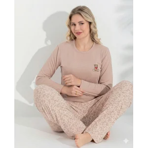 Boyraz 0214 Kadın Raporlu Uzun Kol Pijama Takımı
