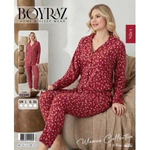 Boyraz 02290 Kadın Süet Uzun Kol Pijama Takımı