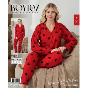 Boyraz 02294 Kadın Süet Uzun Kol Pijama Takımı