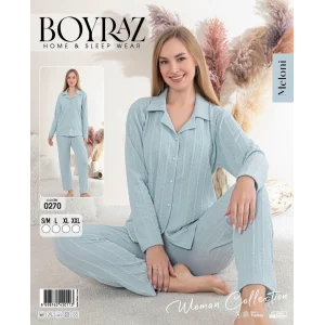 Boyraz 0270 Kadın Patlı Uzun Kol Pijama Takımı
