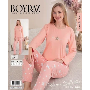 Boyraz 0281 Kadın Sandy Soft Uzun Kol Pijama Takımı