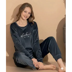 Boyraz 03403 Kadın Kadife Uzun Kol Pijama Takımı