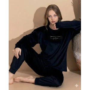 Boyraz 03412 Fransız Kadife Kumaş Uzun Kol Pijama Takımı