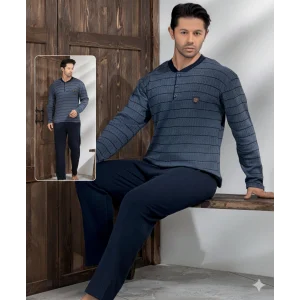 Boyraz 04032 Erkek Raporlu Uzun Kol Pijama Takımı