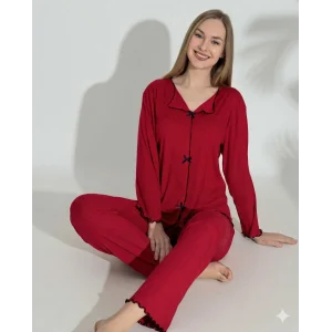 Boyraz 0613 Kadın Raporlu Uzun Kol Pijama Takımı