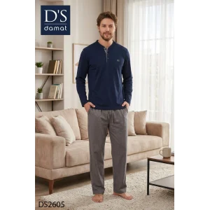 Ds Damat 2605 Erkek Royal Uzun Kol Pijama Takımı