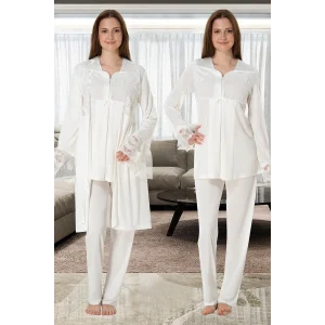 Effortt 4084 Dantelli Sabahlıklı Lohusa Pijama Takımı