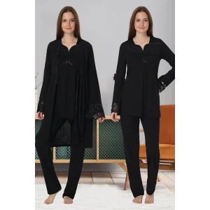 Effortt 4084 Dantelli Sabahlıklı Lohusa Pijama Takımı