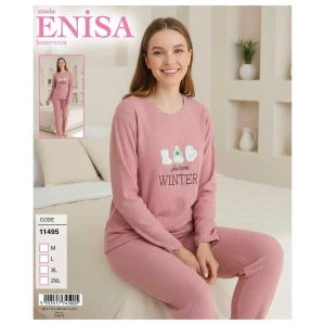 Enisa 11495 Kadın Raporlu Uzun Kol Pijama Takımı
