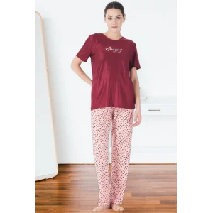 Estiva 25165 Kadın Marla Çicekli Kısa Kol Pijama Takımı