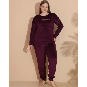 Estiva 25393 Uzun Kol Battal Kadife Pijama Takımı