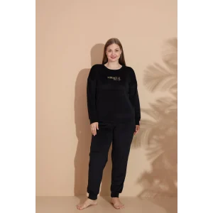 Estiva 25394 Uzun Kol Battal Kadife Pijama Takımı