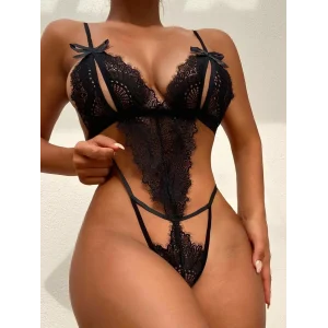 For Dreams 8457 Fantezi Dantelli Özel Bölgesi Açık Bodysuit