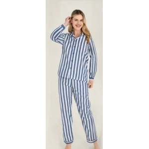 Freshness 4007 Kadın Uzun Kol Çizgili Gaffuriye Pijama Takımı