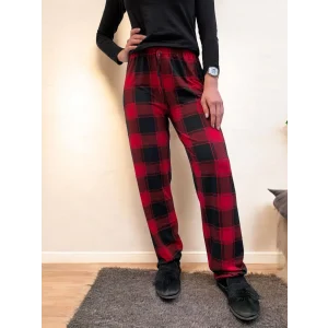 Freshness 801 Bayan Beli Lastikli Ekose Süet Tek Pijama Altı