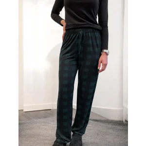 Freshness 801 Bayan Beli Lastikli Ekose Süet Tek Pijama Altı