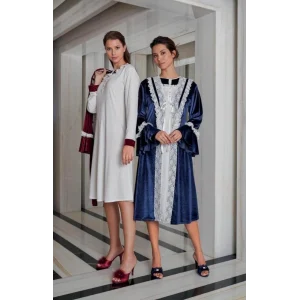 Jar Pierre 228 Kadife Gecelik Sabahlık