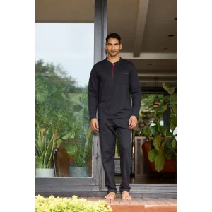 Kocabey 9133  Erkek Midi Yaka Uzun Kollu Pijama Takımı