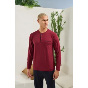 Kocabey 9220 Erkek Midi Yaka Uzun Kol Pijama Takım