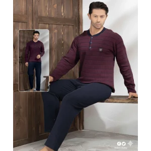 Lindros 04035 Erkek Raporlu Uzun Kol Pijama Takımı