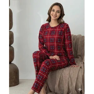 Lindros 0676 Kadın Süet Uzun Kol Pijama Takımı