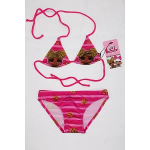 Lol Bebekli Sarı Yıldızlı Kız Çocuk Üçgen Bikini Takımı