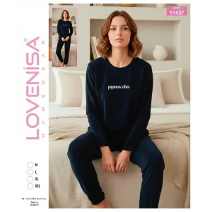Lovenisa 11437 Kadın Kadife Uzun Kol Pijama Takımı