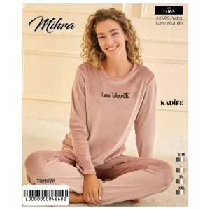 Mihra 13165 Kadın Kadife Uzun Kol Pijama Takımı