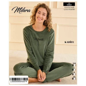 Mihra 13165 Kadın Kadife Uzun Kol Pijama Takımı