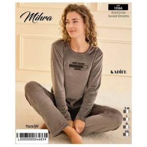 Mihra 13166 Kadın Kadife Uzun Kol Pijama Takımı