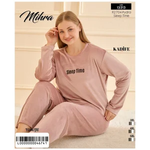 Mihra 13213 Kadın Kadife Uzun Kol Pijama Takımı