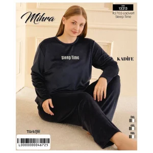 Mihra 13213 Kadın Kadife Uzun Kol Pijama Takımı