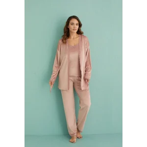 Mihra 13402 Kadın Kadife 3Lü Pijama Takımı