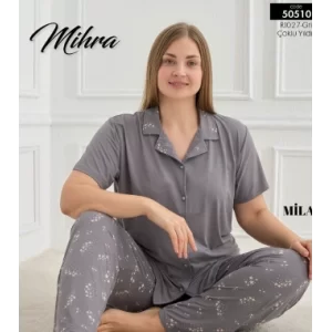 Mihra 50510 Kadın Düğmeli Pijama Takımı