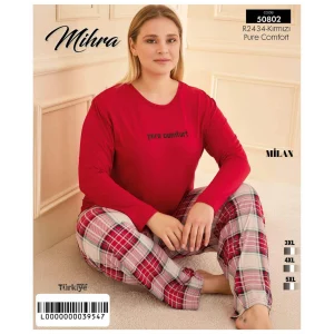 Mihra 50802 Kadın Battal Milan O Yaka Pijama Takımı