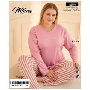 Mihra 50802 Kadın Battal Milan O Yaka Pijama Takımı