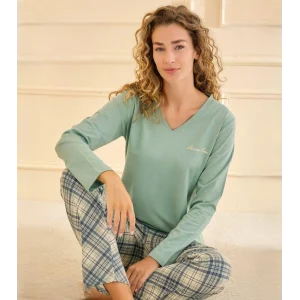 Mihra 90759 Kadın V Yaka Uzun Kol Pijama Takımı
