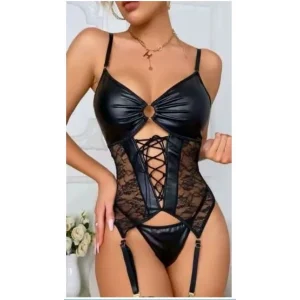 Nightlight 3764 Dantel Detay Deri Jartiyer Takım