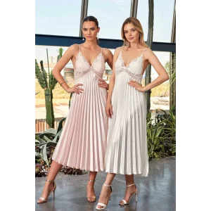 Nurteks 7115 Bayan Uzun Saten Gecelik