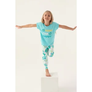 Roly Poly 3394-2 Kız Çocuk Çiçekli Kısa Kol Pijama Takım