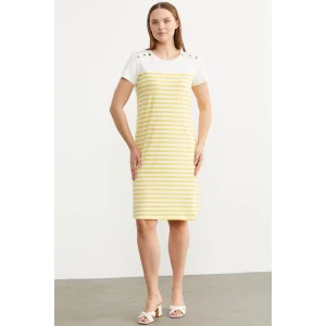 Sementa 77482 Düğme Detaylı Çizgili Penye Elbise