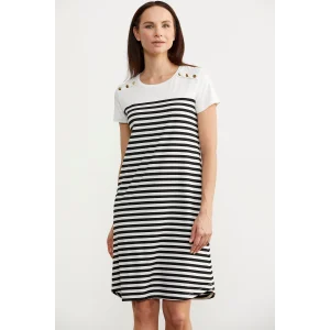 Sementa 77482 Düğme Detaylı Çizgili Penye Elbise