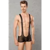 Doreanse 3011 Erkek Siyah Dantelli Transparan Askılı Fantezi Bodysuit