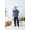 Kocabey 9513 Erkek Midi Yaka Kısa Kol Pijama Takım