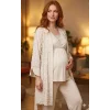 Bone 6209 Kadın 3lü Dokuma Sabahlıklı Lohusa Pijama Takımı