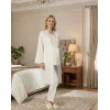 Bone 6201 Kadın Jakar Saten Sabahlıklı Lohusa Pijama Takımı