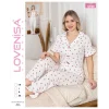 Lovenisa 12098 Kadın Bürümcük Düğmeli Pijama Takımı