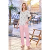 Aqua 25674 Kadın Kısa Kol Gül Desen Pijama Takımı