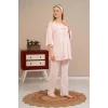 Ba-Ha 4504 Dantel Sabahlıklı Lohusa Pijama Takımı