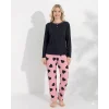Boyraz 0211 Kadın Raporlu Uzun Kol Pijama Takımı